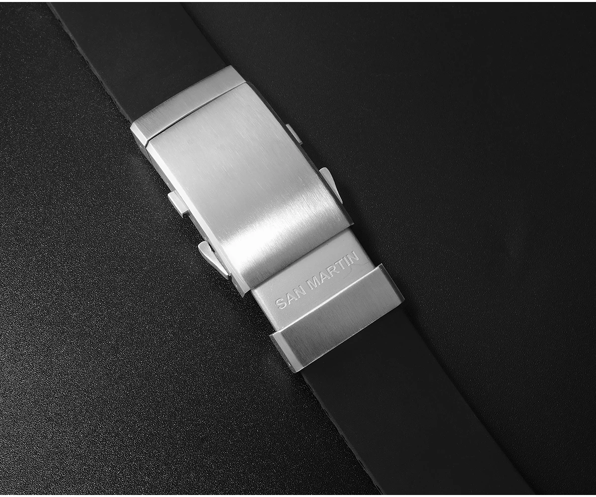 San Martin Watch Bands Rubber Straps 20mm 22mm With Folding Clasp