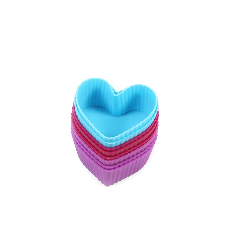 8-Pack многоразовые и антипригарные мини силиконовые формы для выпечки/чашки для кексов/мини-вкладыши для кексов/мини-держатели шоколада/чашки для трюфелей - Цвет: 8 Heart shaped