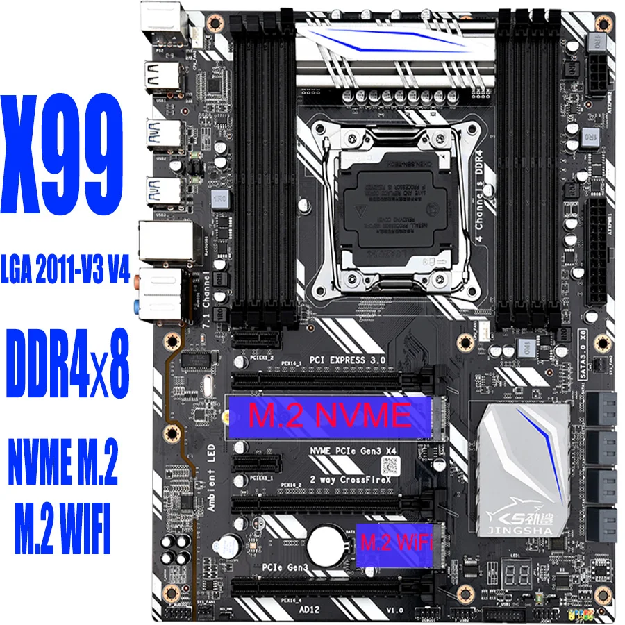 X99 D8 игровая Материнская плата Intel X99 LGA2011 3 V3 V4 все серии DDR4 RECC 128 ГБ M.2 NVME wifi USB3.0 сервер Mainboa за пределами TF|Материнские платы|   | АлиЭкспресс