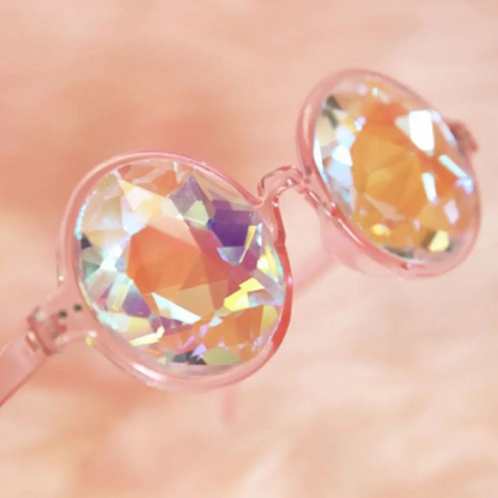 fashion sunglasses Clear Round Glasses Kaleidoscope Eyewears Crystal Lens Party Rave Music Festival Sunglasses Friend Gifts big cat eye sunglasses