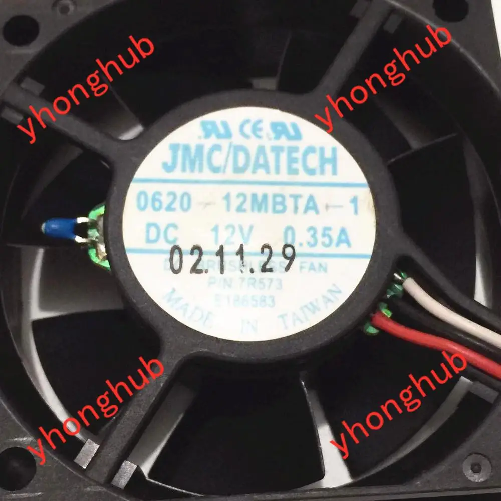Emacro для JMC/DaTech 0620-12MBTA-1 DC 12 В 0.35A 60x60x20 мм 3 провода сервер квадратный вентилятор