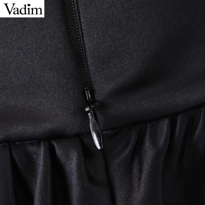 Vadim Женская Базовая черная мини-юбка с молнией сзади юбки-бутоны Европейский Стиль повседневные стильные шикарные юбки mujer BA893