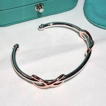 

Fashion Gold Tone 925 Sterling Silver Mobius Ring Unlimited Cuff Bangle Number 8 Cross Bracelet Women Girl Wedding Jewelry