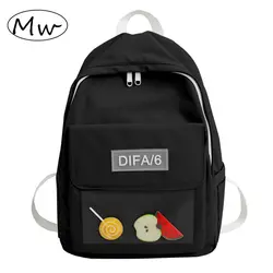 Милый kawaii студенческий рюкзак черные школьные сумки для девочек-подростков водонепроницаемый нейлоновый рюкзак мода Harajuku Женская