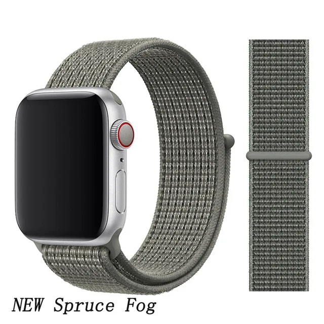 NEW Spruce Fog Ремешок для наручных часов Apple Watch Series 5/4/3/2/1 38 мм 42 мм мягкий нейлон дышащий сменный ремешок Спортивные петли для наручных часов iwatch серии 40 мм 44 мм - Цвет ремешка: NEW Spruce Fog