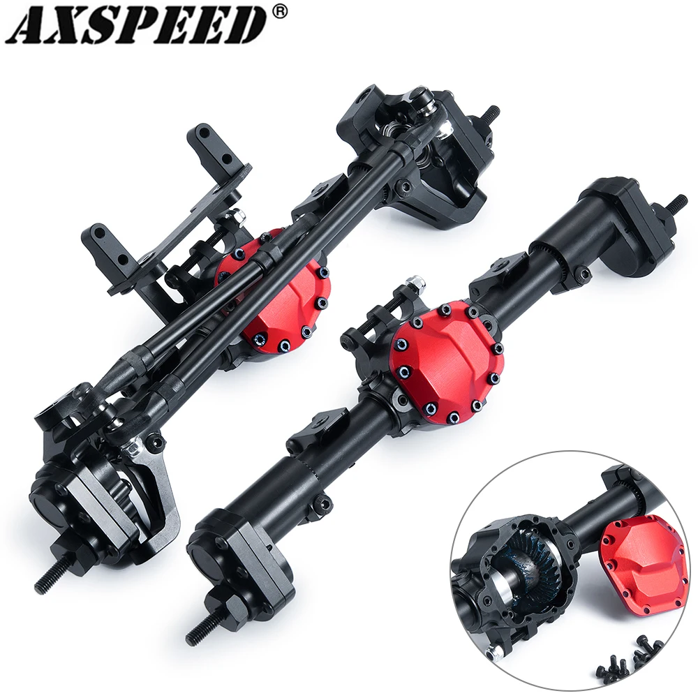 Essieux Avant/arrière Complets En Aluminium AXSPEED Pour Crawler SCX10 1/10 - Renfort Métal