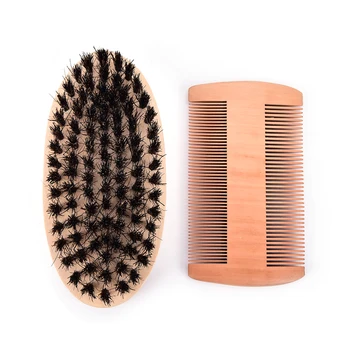 

Comb&Shaving Brush Set Bamboo Boar Bristles Mustache Beard Cleaning Men's Shaving Brush Face Massage Gift for Men