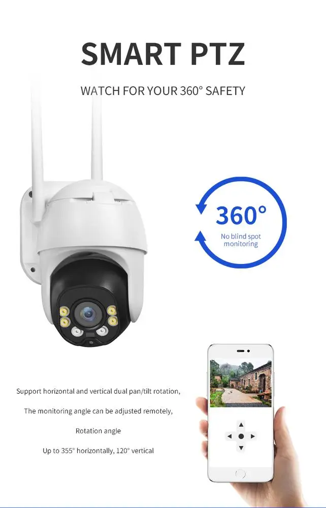 Outdoor 1080P HD Monitor Wifi Solar Battery Powered Camera Wireless Camera Waterproof Smart Home Surveillance Voice Intrusion