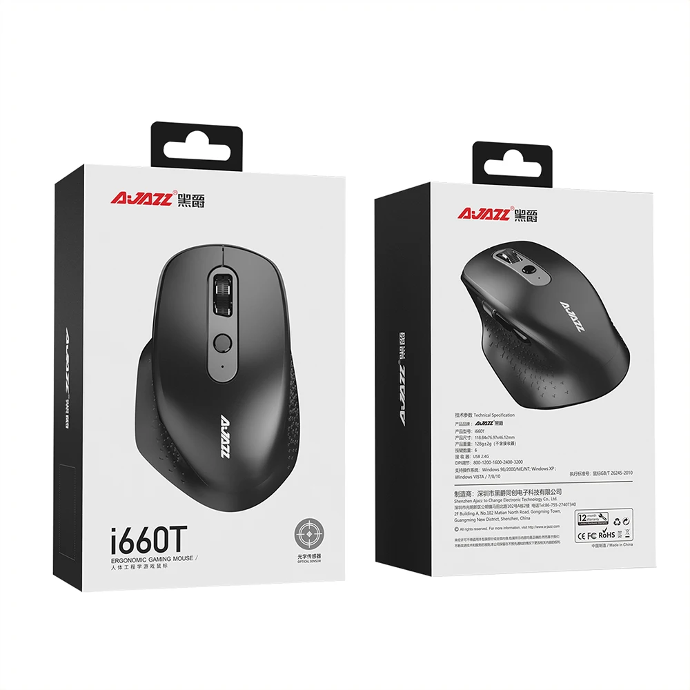 Ajazz i660T многорежимная перезаряжаемая мышь BT4.0 2,4G Беспроводная USB оптическая мышь type-C порт мышь для Mac ноутбук Настольный черный