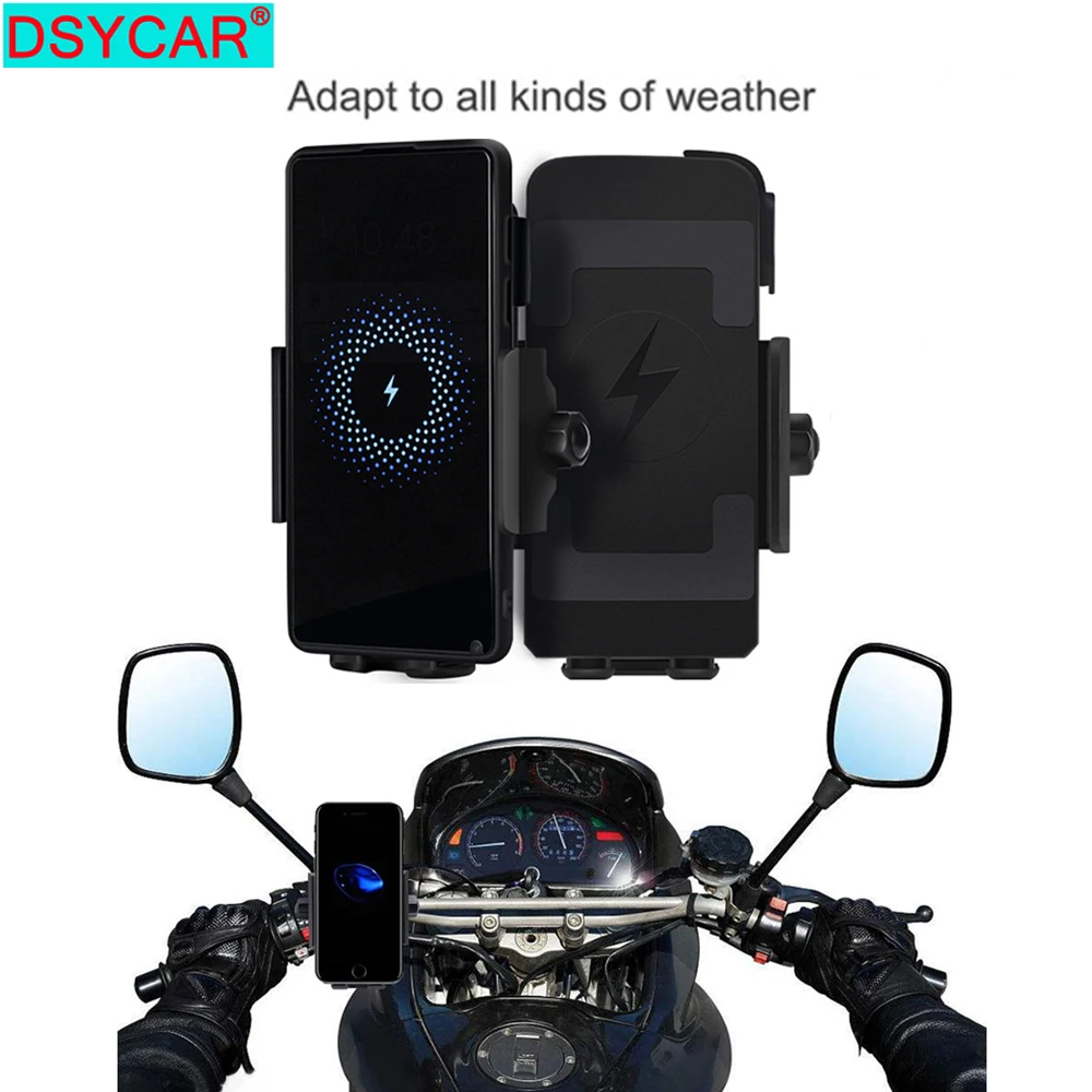 DSYCAR 1Set Motorcycle Wireless Charger Rear Mirror Mount Support Fast Charging for CellPhone Smartphone Holder Handlebar New DSYCAR 1Set Motorcycle Wireless Charger Rear Mirror Mount Support Fast Charging for CellPhone Smartphone Holder Handlebar New