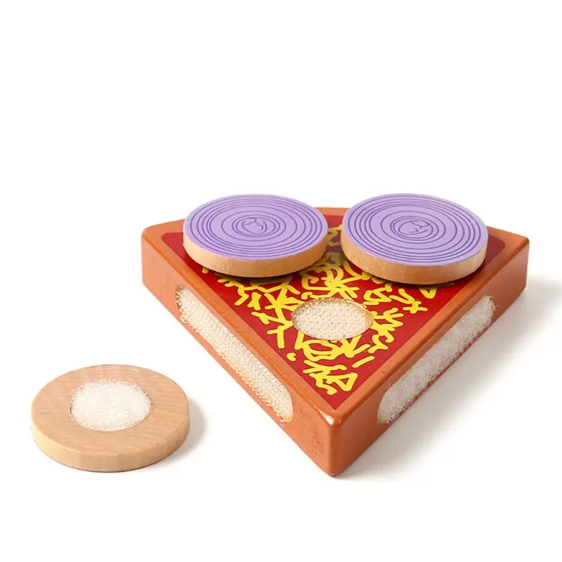 

Wooden Pretend Play Food Pizza Set & Sticky Tab Toppings Simulation Tableware for Kids Pretend Play Toy 72XF