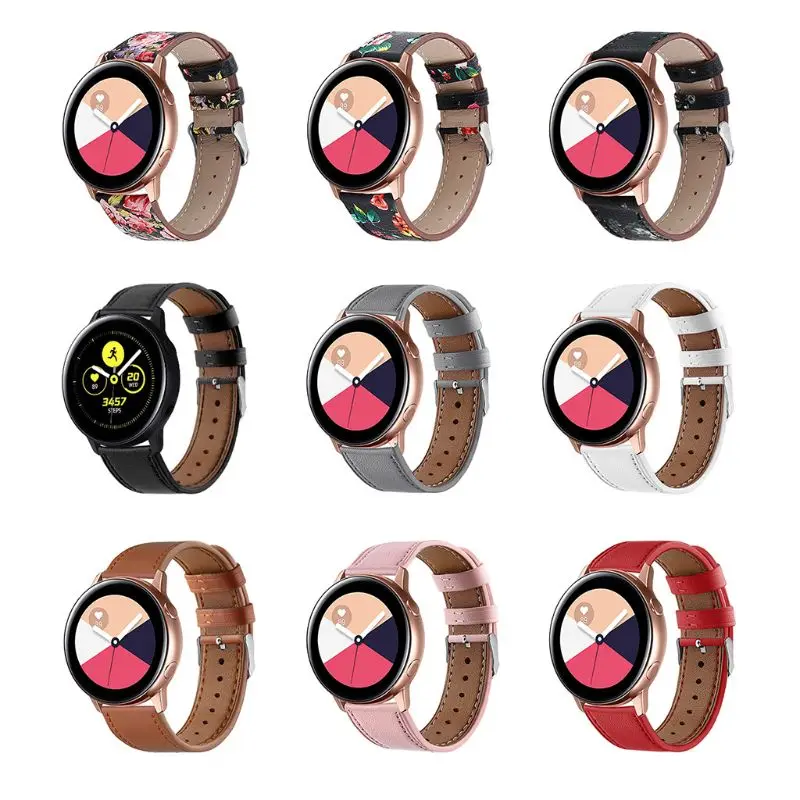 

Genuine Leather Watch Band Wrist Strap Bracelet Replacement for Samsung Galaxy Watch Active Smart Watch Accessories T4MD