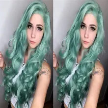 BM объемная волна Синтетический 13*3 парик фронта шнурка Живой Зеленый термостойкие волокна волос естественная линия волос сторона расставания для женщин парики