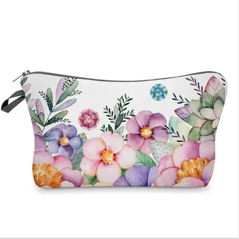

Cosmetic Organizer Bag Make Up Flowers 3D Printing Cosmetic Bag Fashion Women Brand Makeup Bag