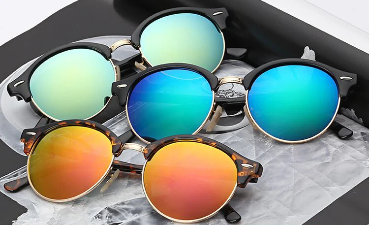 Vintage Small Round Sunglasses Woman Retro Brand Designer Sun Glasses Female Fashion Half Frame Driving Shades Oculos De Sol square sunglasses women