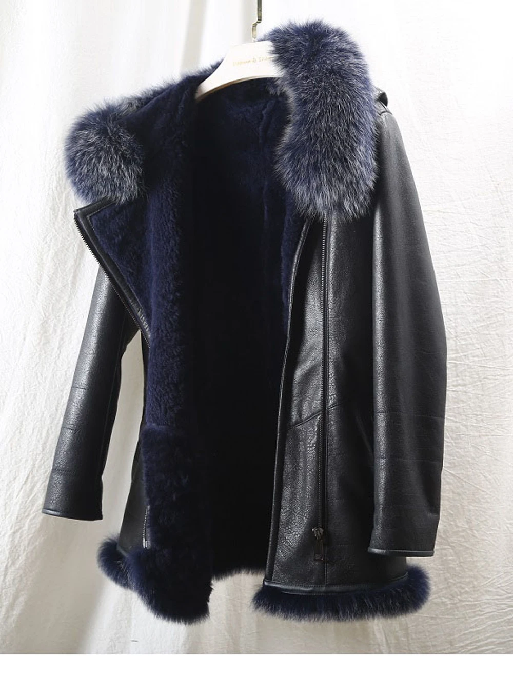 Роскошная женская Двусторонняя куртка из натуральной овчины, воротник из лисьего меха, зимняя теплая брендовая куртка из натурального овечьего меха, одежда