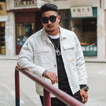 

J1514 Jacket Plus Fat Version Plus Large Size Super Large Size Men Men's Wear Fat Fat Man Fat Man White Jacket