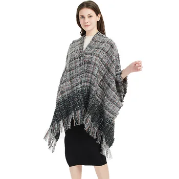 

Foreign trade Europe and the United States in autumn and winter new ring yarn grid split shawl ladies increase thick warm scarf