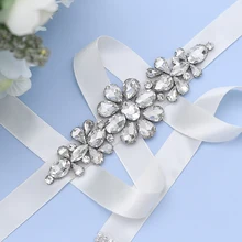 Luxury Wedding Belts Bridal Belt Rhinestone Wedding Dress Accessory Bridal Belt Trim Beaded Applique Jewel Belt Flower Belt