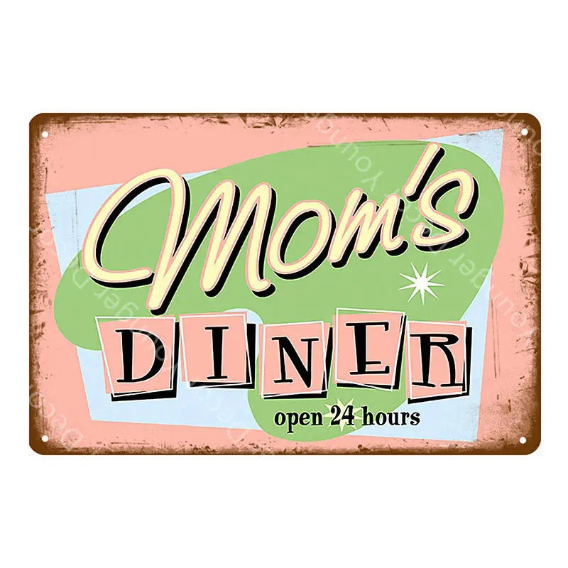 Mom's Diner настенный плакат завтрака обедов Ешьте. Пейте. Хороший фаст-фуд винтажная металлическая вывеска для паба, бара домашний Дом Кухня Декор YI-049 - Цвет: YD1943EI