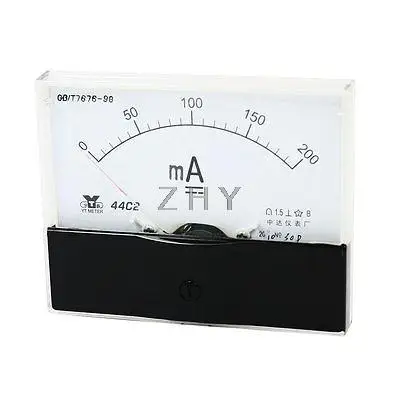 44C1 DC 0-200mA Class 1.5 Accuracy Clear Rectangle Panel Analog Ammeter Gauge