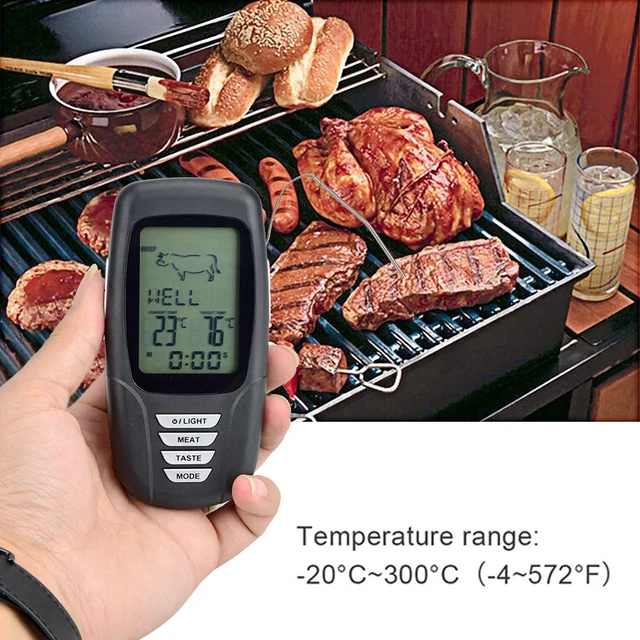 Moseko Elektronikus Vezeték Nélküli Húshőmérő Élelmiszer -Főzéshez Bbq Grill Sütő Konyha Időzítőhőmérsékleti Riasztási Funkcióval 100M - Image 2