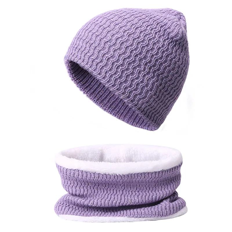 2 шт. зимняя шапка шарф Набор для женщин и мужчин вязание Skullies Beanies кольцо для шляпы Шарф вязаный плюс Вельветовая шапка зимние уличные аксессуары - Цвет: F