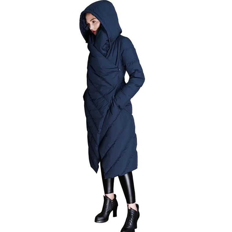 

New Down Jacket Women Irregular Jackets Winter Womens Parka Long Coat Hooded Women's Jackets Camperas Mujer KJ598