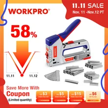 WORKPRO – agrafeuse 3 en 1 robuste, pistolet à ongles manuel avec 800 agrafes, pour bricolage, décoration de la maison, meubles