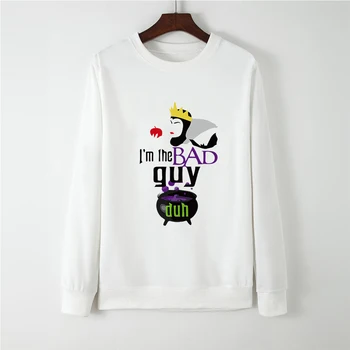 

New Spring Autumn Cheap Cute I'm the BAD guy duh Snow White's vicious queen Hoodie Sweatshirt Women Loose Punk Clothes Tops