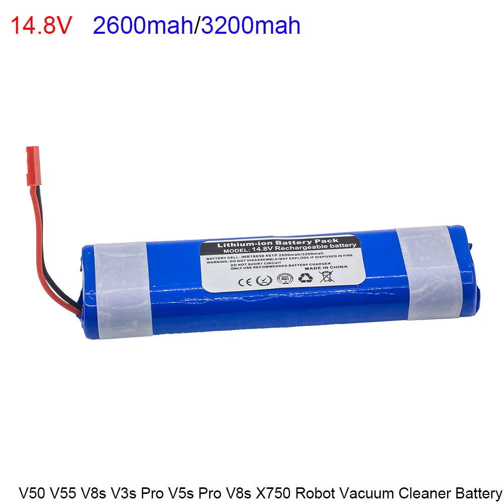 Rechargeable Battery Vacuum Cleaner Battery Battery Replacement 14.8V 2600mAh 3200mah Battery For ilife V50 V55 V8s V3s Pro V5s Pro V8s X750 Robot Vacuum Cleaner Battery 14.4V