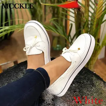 

MCCKLE Autumn Shoes Women Shallow Platform Flat Shoes Ladies Slip On Sewing Lace Up Casual Soft Comfort Female Loafers Plus Size