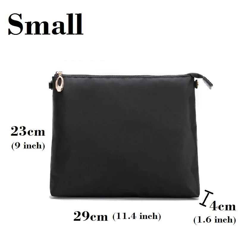 Small Black Плоская вставка сумка-Органайзер подходит для геометрических клетчатых сумок; Черная косметичка с карманом на молнии и сетчатыми карманами внутри - Цвет: Small Black