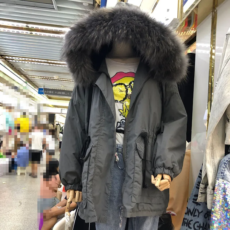 Женская парка, хлопковая стеганая куртка, зимнее пальто средней длины, одежда с блестками и буквенным принтом, воротник из искусственного меха, женские стеганые хлопковые куртки