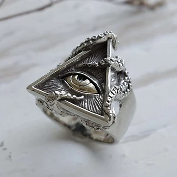 

Vintage Egyptian The Eye of Horus Ring Men Stainless Steel Freemason Illuminati Triangle Masonic Rings Punk Biker Jewelry 2020