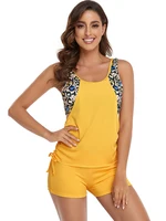 2025 New Sexy Leopard Print Splicing Tankini Swimsuits Plus Size Swimwear Women High Waist Swimsuit Female Ribbed Bathing Suits 3