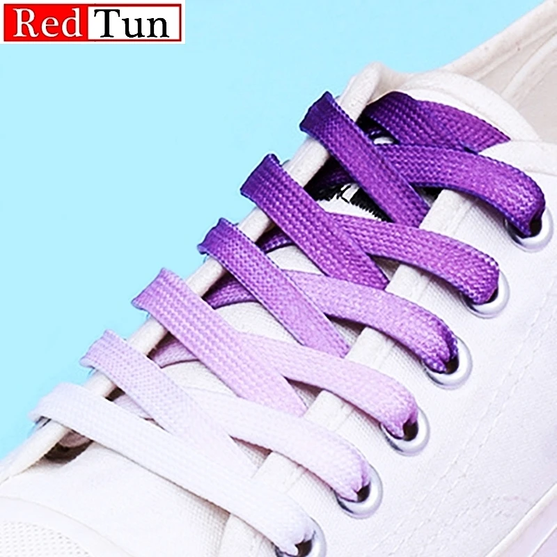 Flat Color Gradient Changing Colors Shoe Laces Rainbow Print Flat Canvas Shoelace Shoes Casual Chromatic Colour Shoelaces 1Pair shoe laces