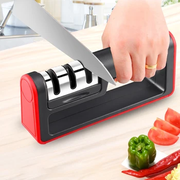 

Kitchen Knife Sharpener Professional 3 stages Knives Sharpener Diamond Cutter Sharpening Stone with Handle Non-slip Bottom