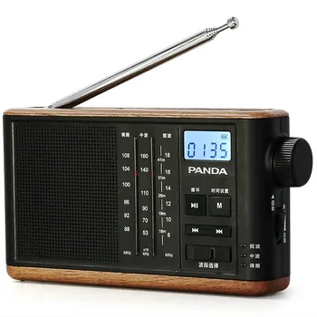

Retro Full-band Radio Fashion Portable Stereo Radio with Telescopic Antenna Signal Digital Receiver FM/MW/SW Mini Wood Radio