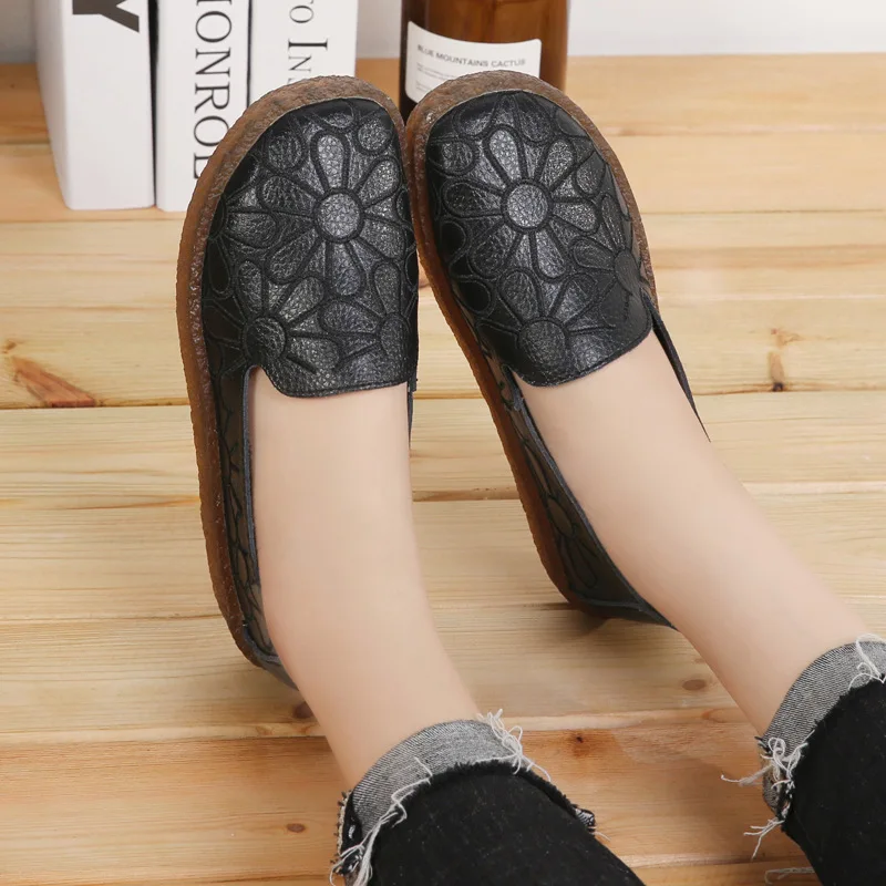 

Print Round Toe Shallow Basic Slip-On Pumps for Women With Sewing Fashion Low Heel Ladies Pumps Casual Single Shoes