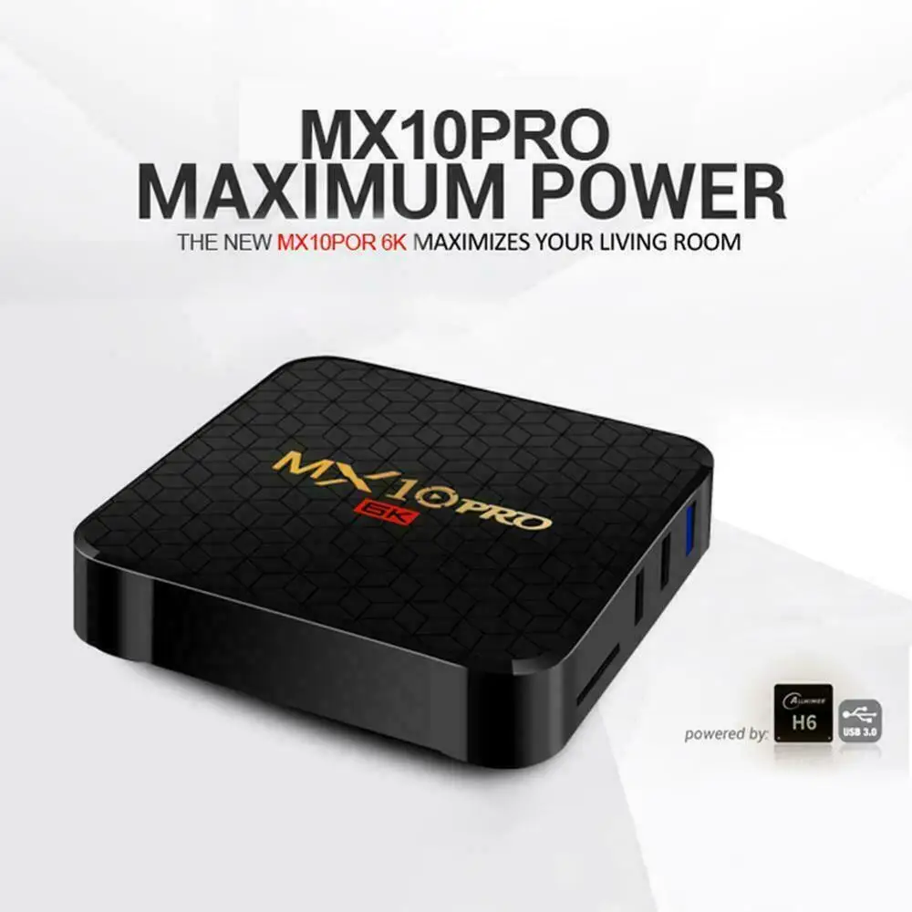  Android 9.0 TV Box MX10 PRO 4GB 64GB 6K Video Player Allwinner H6 Quad Core USB 3.0 wifi Media TV B