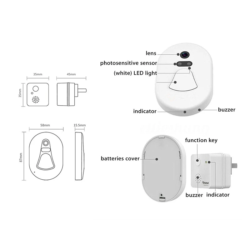 2,4G Rf беспроводное кольцо Tuerklingel Smart Wifi камера для фотографирования двери Противоугонная сигнализация дом Безопасность широкий угол обзора, ЕС Pl