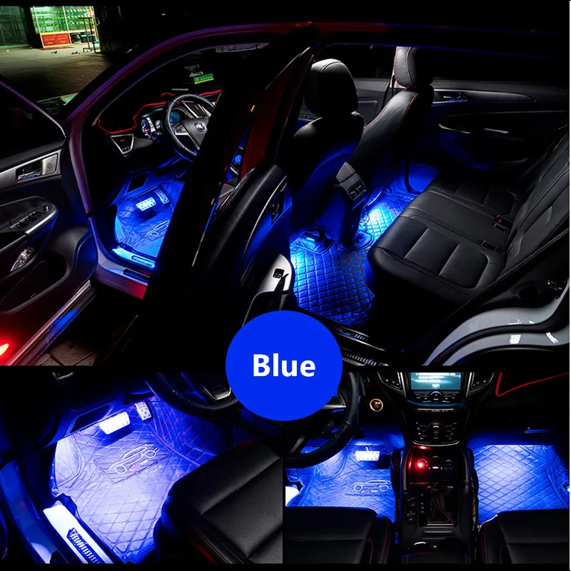 Автомобильный Стайлинг 4 шт./компл. автомобиль RGB Светодиодные ленты светильник семь Цвета меняется Декор Атмосфера лампы салона светильник дистанционного Управление