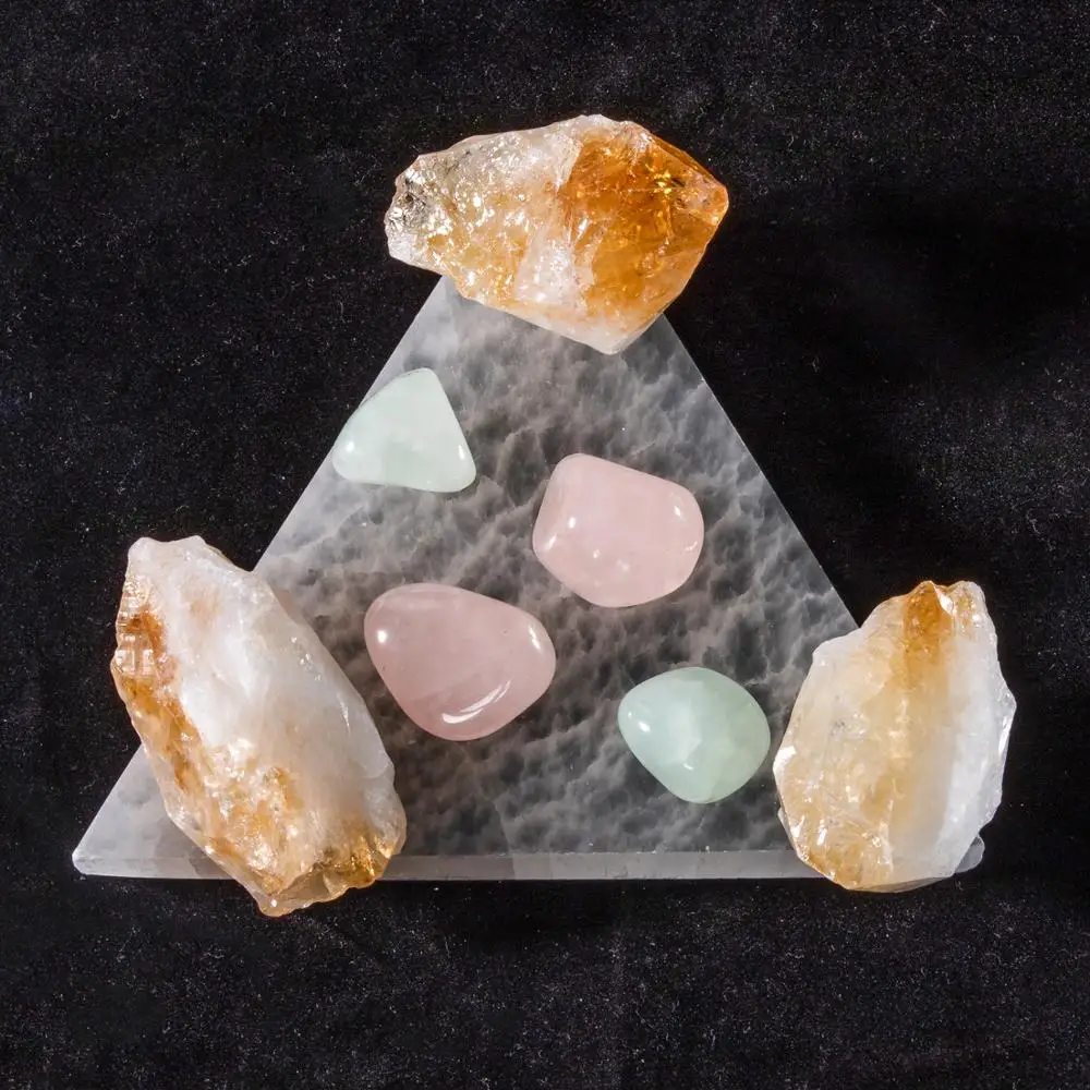 1pc Raw Natural selenite boards Triangles decoration Energy stones Plate | Дом и сад