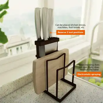 

New arrival Cutting Board Stand Kitchen Organizer Dual Racks Chopping Board Shelf Iron chopping board shelf Black