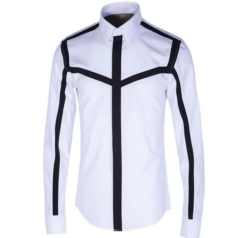 Minglu Men Shirt Luxury Splicing Long Sleeve Mens Dress Shirts Fashion Casual Mens Shirts Plus Size 4xl Slim Fit Shirts Man