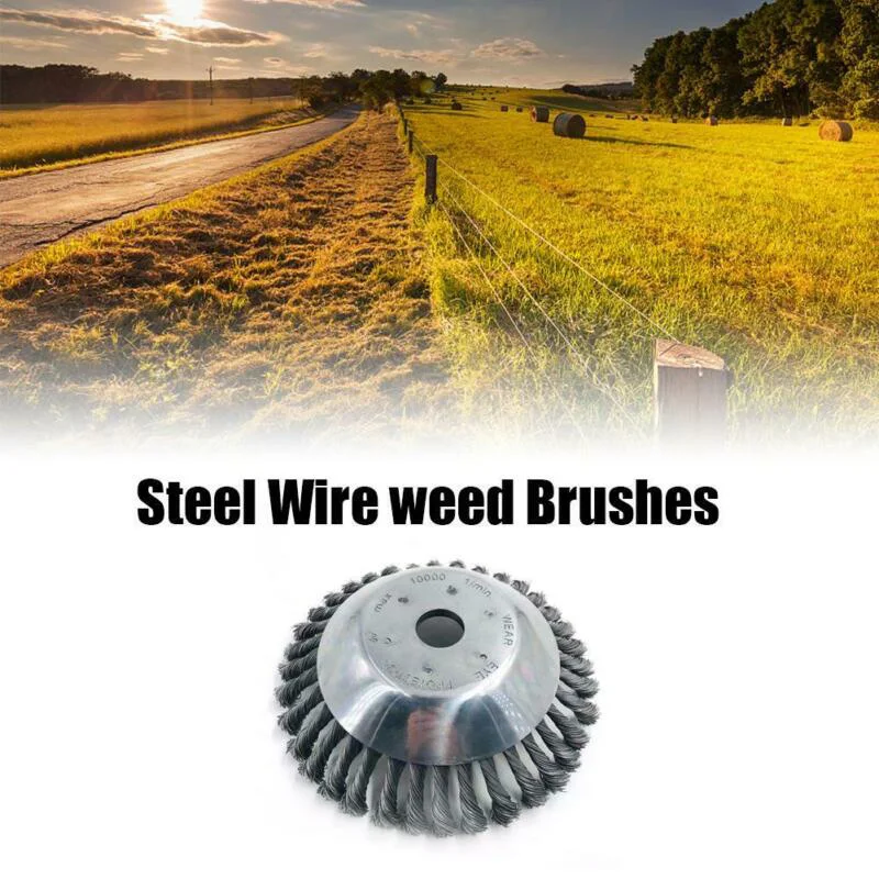 

8 Steel Wire Wheel Garden Weed Brush+Gearbox Lawn Mower Trimmer Cutter Tools