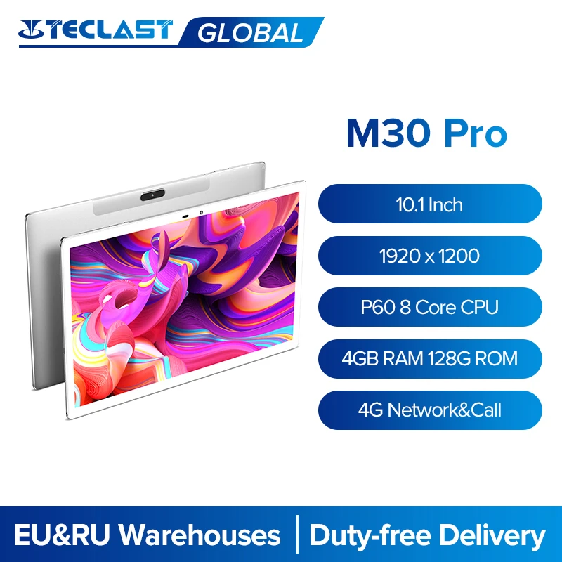 Teclast M30 Pro 10.1 Inch Tablet 8 Core 4G Call Android 10.0 Phablet 1920x1200 IPS 4GB RAM 128GB ROM Tablets PC Dual Wifi GPS