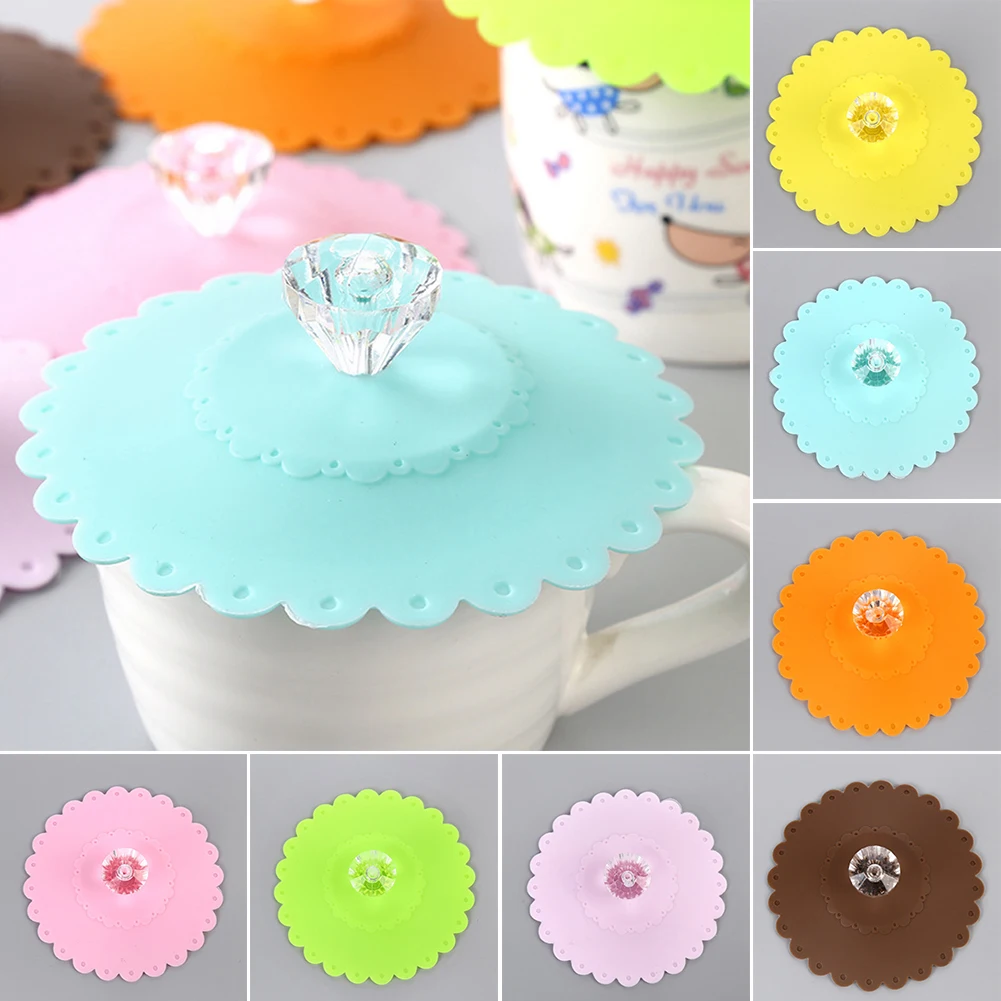 

7 Pcs Reusable Cap Office Suction Seal Drinking Tea Home Anti Dust Cup Cover Cute Silicone Lid Coffee Mug Kitchen Leakproof