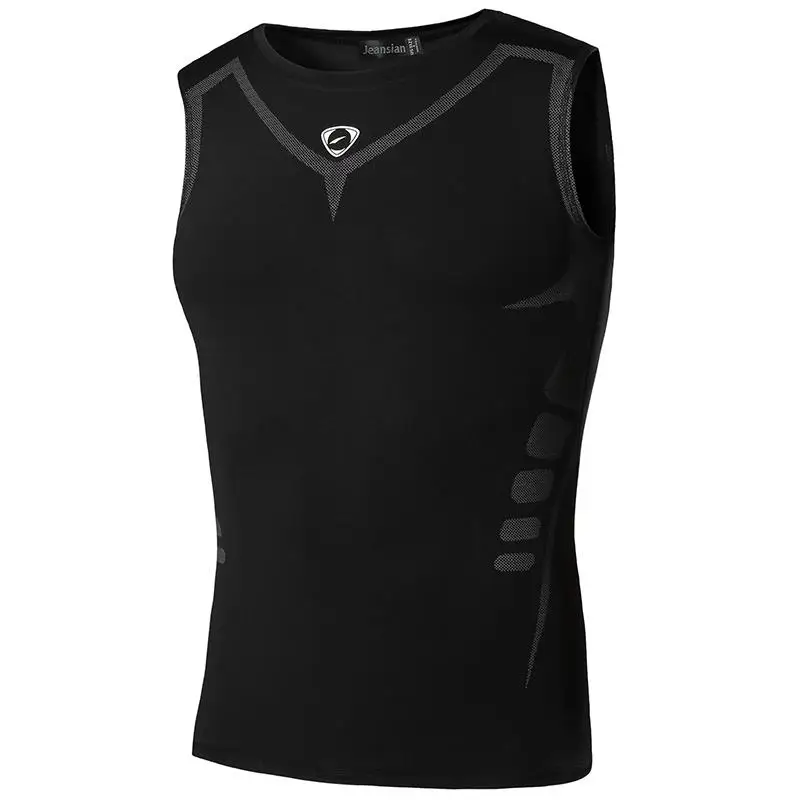 

jeansian Sport Tank Tops Tanktops Sleeveless Shirts Running Grym Workout Fitness Slim Compression LSL207 Black2